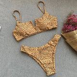 Ribbed Polka Dot Bikinis V-Bar Underwired Bikini Women Swimwear Female Swimsuit Two Pieces Bikini Set High Cut Bathing Suit Swim