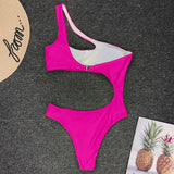 Asymmetric One shoulder Female Swimwear One piece swimsuit Women Monokini Bather Trikini High Cut Out Bathing Suit Swim Bodysuit