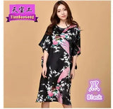 Plus Size Black Women's Summer Lounge Robe Lady New Sexy Home Dress Rayon Nightgown Large Loose Sleepwear Bathrobe Gown S002-B