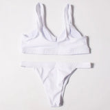 ZTVitality Sexy Bikini Solid Push Up 2019 Hot Sale Padded Bra Button Low Waist Thong Swimsuit Swimwear Women Biquini XL