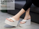 Summer Slippers Women Wedges Sandals Super High Heels Ladies Fashion Flip Flops Cute Bowknot Female Party Shoes Plus Size Slides