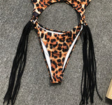Sexy Splicing Tummy Cut Out Female Swimwear One Piece Swimsuit Women Tassel Monokini Bather String Bathing Suit Swim Bodysuit