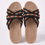 Women Indoor Slippers Home Flax Slides Summer Flat Shoes Woman House Floor Slippers Breathable Lovers Bedroom Shoes SH061202