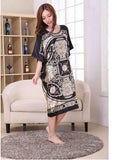 Plus Size Black Women's Summer Lounge Robe Lady New Sexy Home Dress Rayon Nightgown Large Loose Sleepwear Bathrobe Gown S002-B