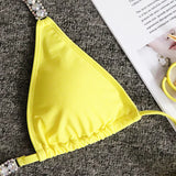 Sexy Halter Crystal Diamond Bikini 2025 Women Swimsuit Female Swimwear Two-pieces Bikini set Rhinestone Bather Bathing Suit Swim