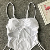 Splicing High Cut Out One Piece Swimsuit Women Tassel Swimwear Female Sexy Bathing Suit String Leopard Bikini 2025 Monokini Lady
