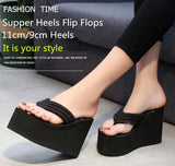 Summer Slippers Women Wedges Sandals Super High Heels Ladies Fashion Flip Flops Cute Bowknot Female Party Shoes Plus Size Slides