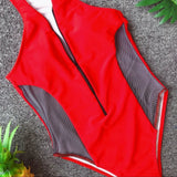 2025 Sexy Splicing Mesh Zipper Female Swimwear One Piece Swimsuit Women Monokini High Cut Bather Bathing Suit Swim Lady Bodysuit