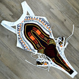 2025 African Dashiki Print One Piece Swimsuit Women High leg cut Swimwear Female Trikini Thong Monokini Brazilian Bathing Suit