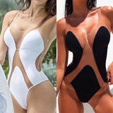 2025 Sexy Splicing Mesh See Through Female Swimwear One Piece Swimsuit Women High Cut Monokini Bathing Suit Swim Beach Wear