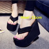 Summer Slippers Women Wedges Sandals Super High Heels Ladies Fashion Flip Flops Cute Bowknot Female Party Shoes Plus Size Slides
