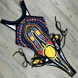 2025 African Dashiki Print One Piece Swimsuit Women High leg cut Swimwear Female Trikini Thong Monokini Brazilian Bathing Suit