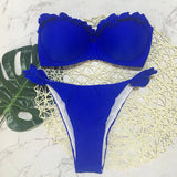 Sexy Leopard Ruffled Bra Cup Bikini 2025 Women Bandeau Swimsuit Female Swimwear Two Pieces Bikini Set High Cut Bathing Suit Swim