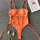 Splicing High Cut Out One Piece Swimsuit Women Tassel Swimwear Female Sexy Bathing Suit String Leopard Bikini 2025 Monokini Lady