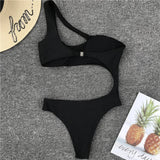 Asymmetric One shoulder Female Swimwear One piece swimsuit Women Monokini Bather Trikini High Cut Out Bathing Suit Swim Bodysuit