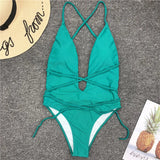 New 2025 Sexy Deep V Neck Wrap Around Female Swimwear One Piece Swimsuit Women Backless Monokini High Cut Bathing Suit Swim Lady