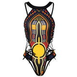 2025 African Dashiki Print One Piece Swimsuit Women High leg cut Swimwear Female Trikini Thong Monokini Brazilian Bathing Suit