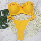 Sexy Leopard Ruffled Bra Cup Bikini 2025 Women Bandeau Swimsuit Female Swimwear Two Pieces Bikini Set High Cut Bathing Suit Swim