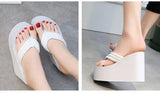 Summer Slippers Women Wedges Sandals Super High Heels Ladies Fashion Flip Flops Cute Bowknot Female Party Shoes Plus Size Slides