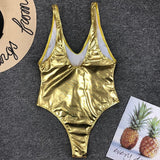 Sexy Shiny PU Leather Bikini Women 2025 Bikinis Bling Swimwear One Piece Swimsuit Female Monokini Bather Bathing Suit Swim Lady
