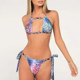 2026 Leopard Rhinestone Jewelled Bikini Women Hollow out Swimsuit female Thong Swimwear Diamond Bikini Set Halter Bathing Suit