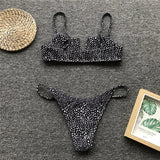 Ribbed Polka Dot Bikinis V-Bar Underwired Bikini Women Swimwear Female Swimsuit Two Pieces Bikini Set High Cut Bathing Suit Swim