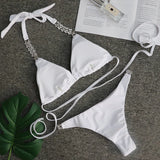 Halter Wrap Around Bikinis Diamond Bikini Women Swimsuit Female Swimwear Two Pieces Bikini Set Brazilian Bathing Suit Swim Lady