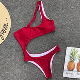 Asymmetric One shoulder Female Swimwear One piece swimsuit Women Monokini Bather Trikini High Cut Out Bathing Suit Swim Bodysuit
