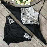 Swimsuit Women Sexy Pusg up Bikini Set 2022 summer Swimwear Biquinis Floral Lace Swim Wear Ladies swimsuits Cropped
