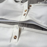 Sexy Sport Button Bikini 2025 Bandeau Swimwear Women Ribbed Swimsuit Female Two pieces bikini set Bathers Push Up Bathing Suit