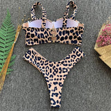 Leopard High Waist Bikini Push Up Bra Cup Bikinis 2026 Women Swimsuit Female Swimwear Two Piece Bikini Set High Cut Bathing Suit