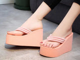 Summer Slippers Women Wedges Sandals Super High Heels Ladies Fashion Flip Flops Cute Bowknot Female Party Shoes Plus Size Slides