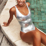 Sexy Shiny PU Leather Bikini Women 2025 Bikinis Bling Swimwear One Piece Swimsuit Female Monokini Bather Bathing Suit Swim Lady