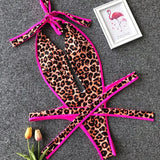 2025 Deep V Female Halter Swimwear One Piece Swimsuit Women Backless Monokini High Cut Wrap Around Bathing Suit Swim Bodysuit