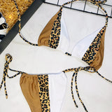 Zebra Print Halter micro Bikini 2025 women Bandeau String Swimsuit Female swimwear Neon Shiny bikini set Leopard Bathing Suit
