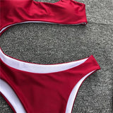 2025 Sexy One shoulder Female Swimwear One piece swimsuit Women Monokini Bather Trikini High cut Out Bathing suit Swim Bodysuit