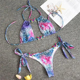 2026 Leopard Rhinestone Jewelled Bikini Women Hollow out Swimsuit female Thong Swimwear Diamond Bikini Set Halter Bathing Suit