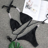 Halter Wrap Around Bikinis Diamond Bikini Women Swimsuit Female Swimwear Two Pieces Bikini Set Brazilian Bathing Suit Swim Lady