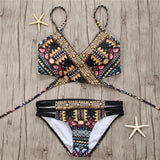 2022 Sexy Bandage Aztec Biquini String Strappy Swim Wear Bathing Suit Swimsuit Beachwear Swimwear Women Brazilian Bikini