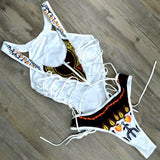 2025 African Dashiki Print One Piece Swimsuit Women High leg cut Swimwear Female Trikini Thong Monokini Brazilian Bathing Suit