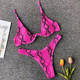 Sexy Neon V-bar Underwired Bikini 2025 Female Ribbed Swimsuit Women Thong Swimwear Two-pieces Bikini set Push up Bathing Suit