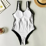 S - XXL Sexy White One Piece Swimsuit Women Thong Swimwear High Cut Trikini Backless Monokini Bather Bathing Suit Swim Bodysuit