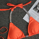 Sexy Halter Crystal Diamond Bikini 2025 Women Swimsuit Female Swimwear Two-pieces Bikini set Rhinestone Bather Bathing Suit Swim