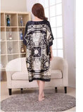 Plus Size Black Women's Summer Lounge Robe Lady New Sexy Home Dress Rayon Nightgown Large Loose Sleepwear Bathrobe Gown S002-B