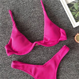 High Cut V-bar Underwired Bikini Women Swimsuit Female Micro Thong Swimwear Two-pieces Bikini Set Push Up Bathing Suit Swim Lady