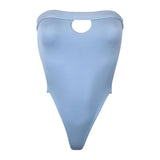 ZTVitality One Piece Swimsuit 2019 New Arrival Strapless High Leg Backless Sexy Swimwear Women Solid Bodysuit Monokini Swim Suit