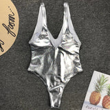 Sexy Shiny PU Leather Bikini Women 2025 Bikinis Bling Swimwear One Piece Swimsuit Female Monokini Bather Bathing Suit Swim Lady