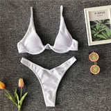 High Cut V-bar Underwired Bikini Women Swimsuit Female Micro Thong Swimwear Two-pieces Bikini Set Push Up Bathing Suit Swim Lady