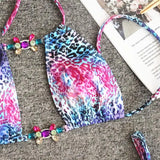 Leopard Diamond Bikini 2026 Women Hollow out Swimsuit Female Swimwear Two Pieces Bikini Set Halter Bather Bathing Suit Swim Lady