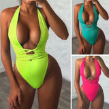 New 2025 Sexy Deep V Neck Wrap Around Female Swimwear One Piece Swimsuit Women Backless Monokini High Cut Bathing Suit Swim Lady